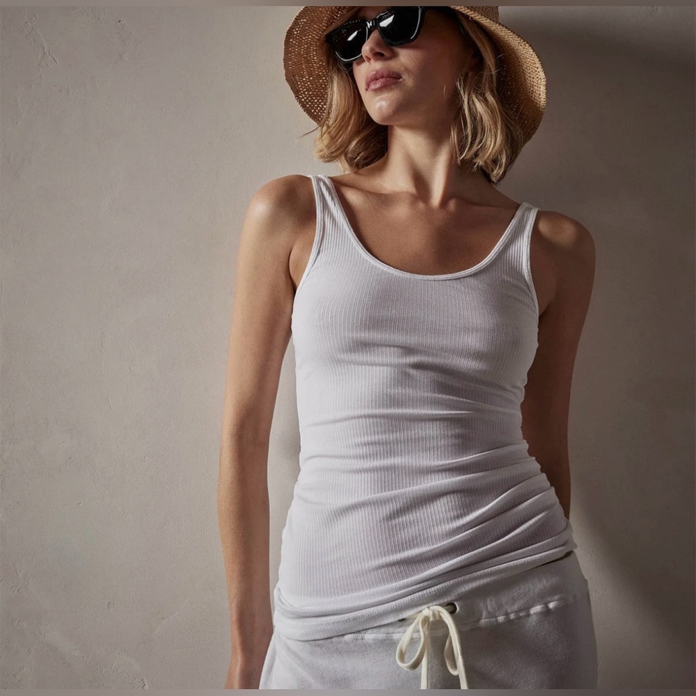White Ribbed Tank Top - Picture 1 of 2